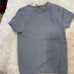 Old Navy Women's Ribbed Short-Sleeve Tee - Gray